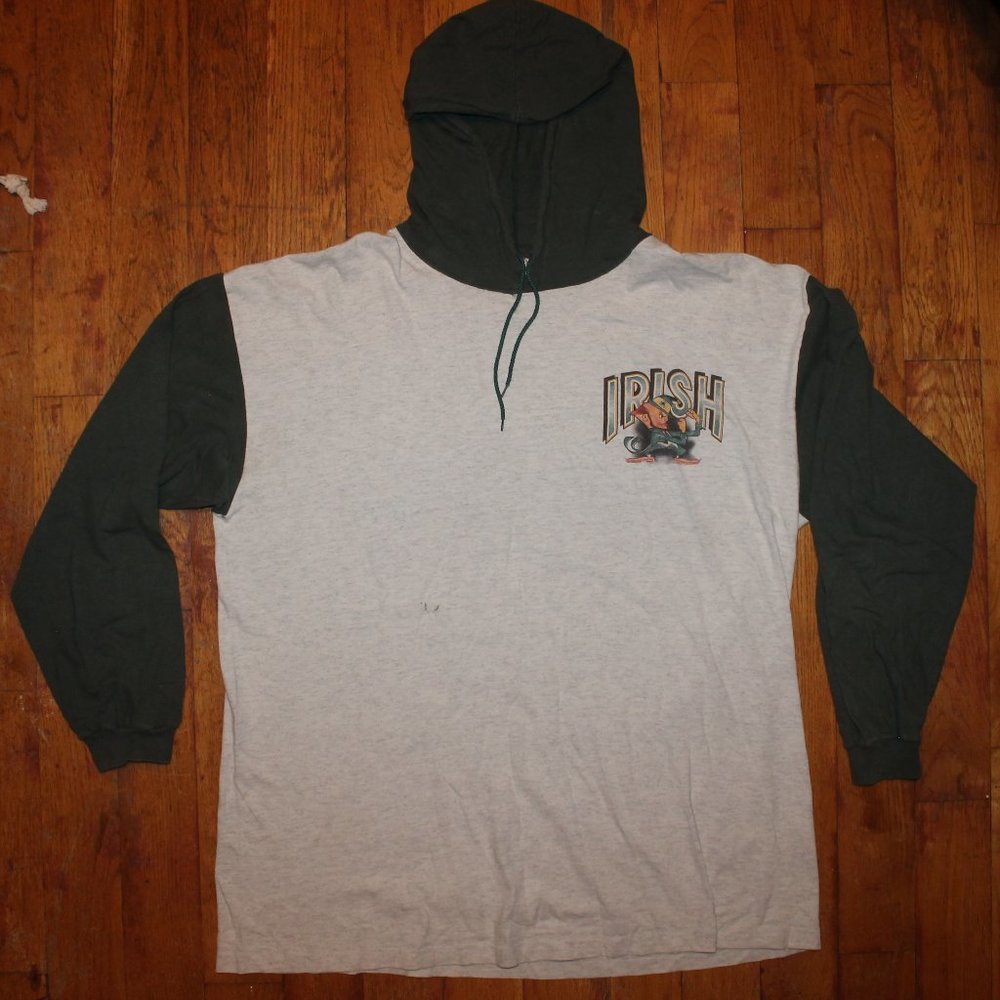 Vintage 90s Notre Dame Fighting Irish Hooded Shirt